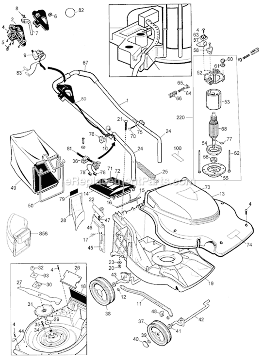 Page A Diagram and Parts List for MM850S Type 4 Black and Decker Lawn Mower
